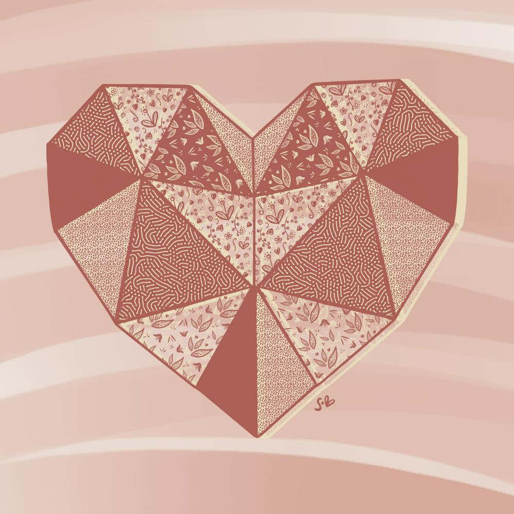 Quilted Patchwork Floral Sewing Fabric Heart Pink