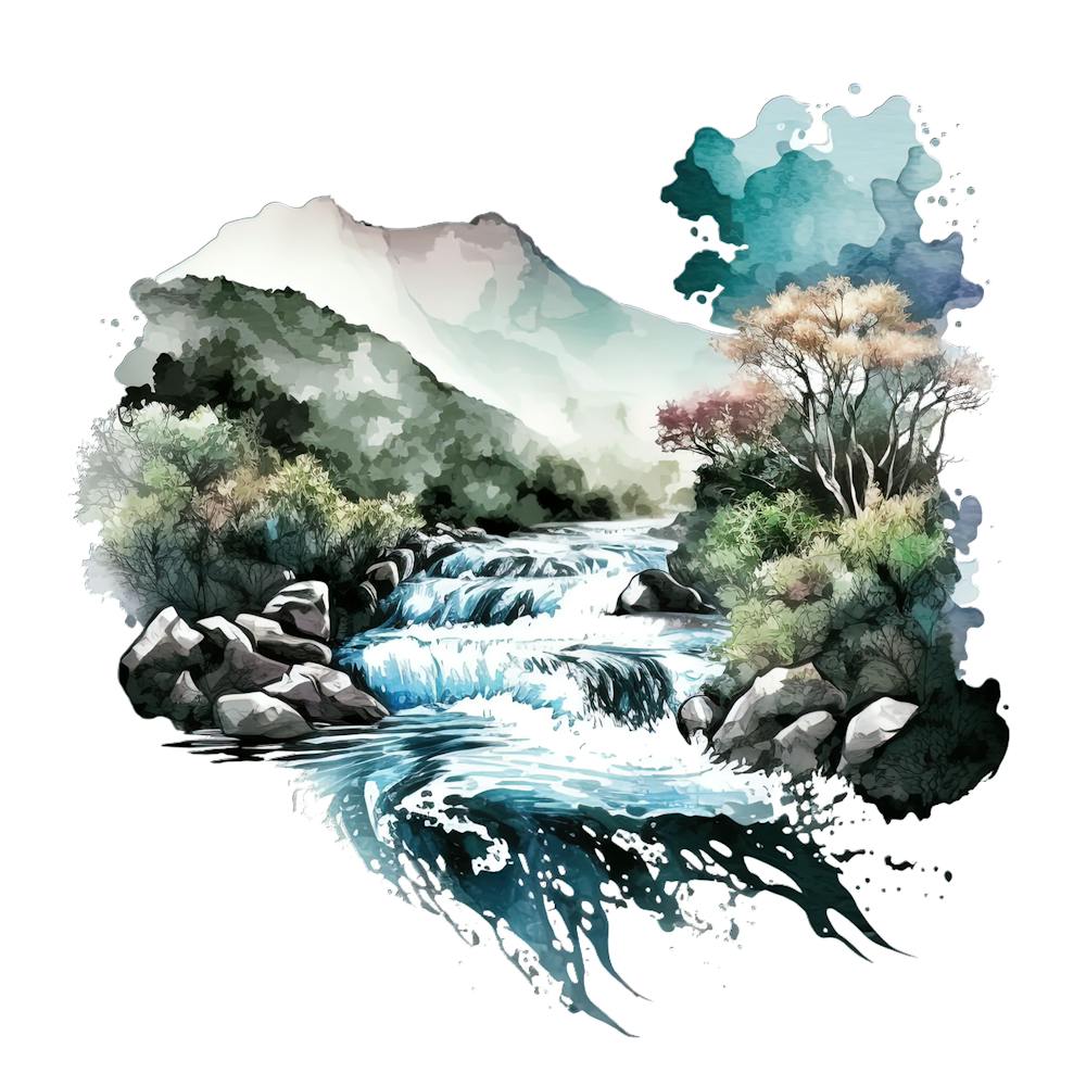 Watercolor Of A River 1