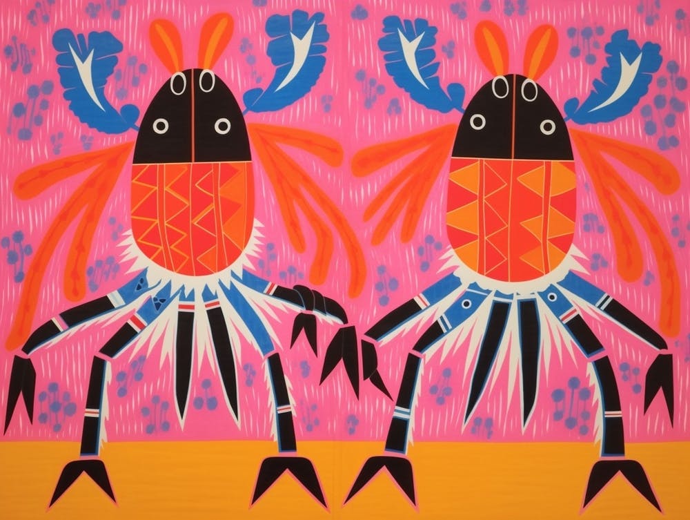Crab Folk Style Animal Illustration