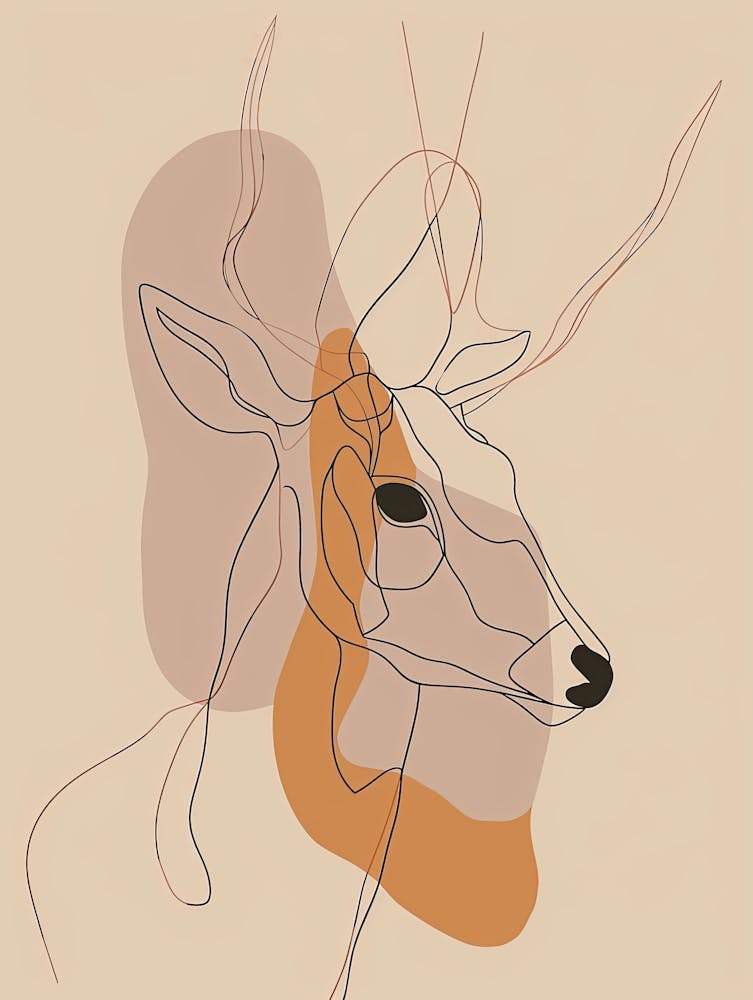 Deer - Boho, Line Art 4