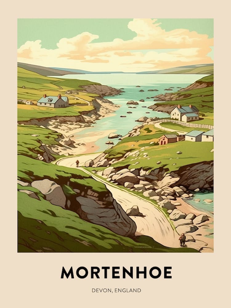Devon Vintage Travel Poster Mortenhoe 4