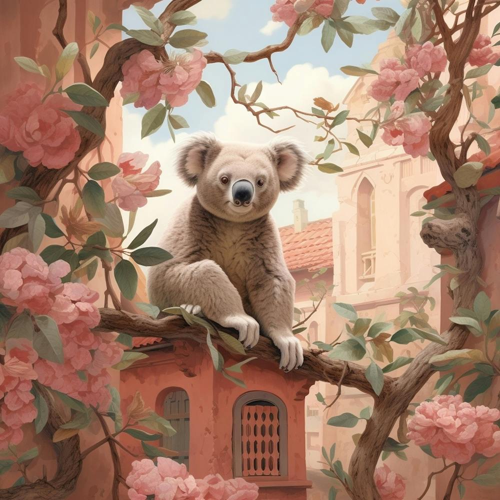 Koala Pink Jungle Animal Portrait