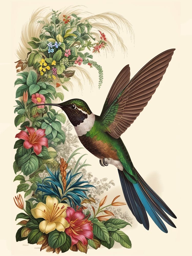 Hummingbird botanical flower beauty 2