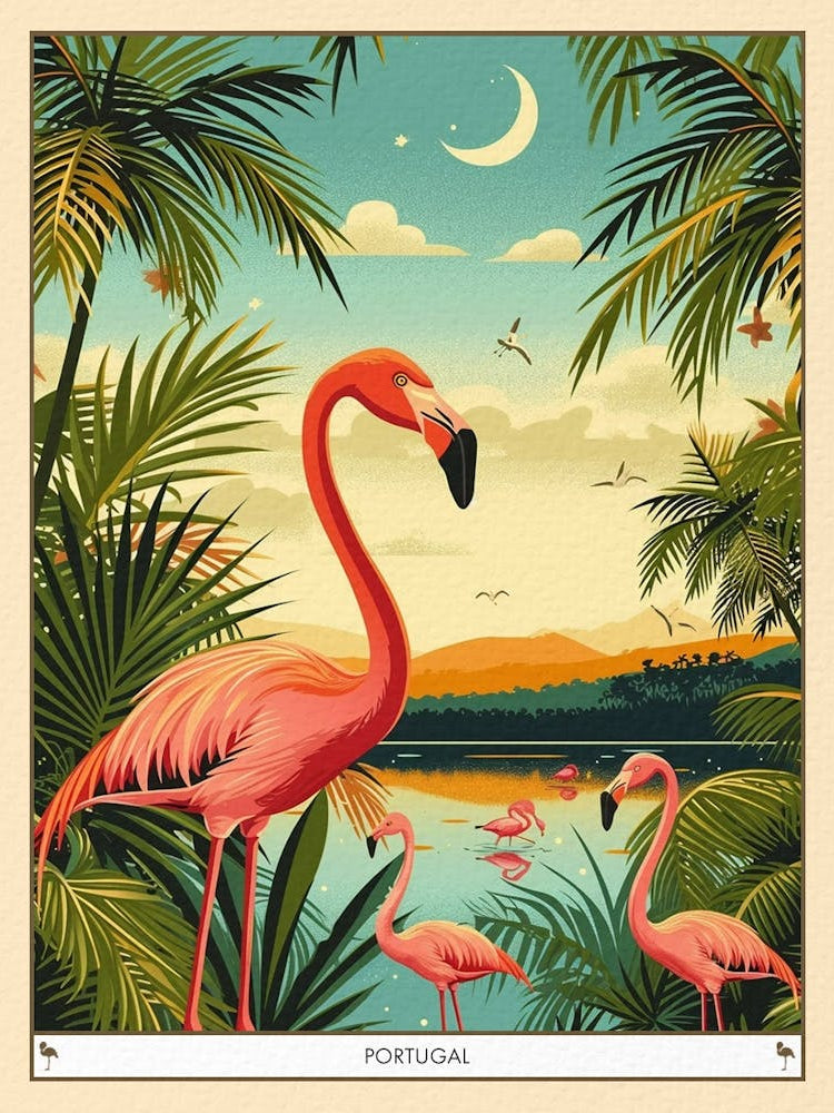 Greater Flamingo Portugal Tropical Illustration 4 Poster