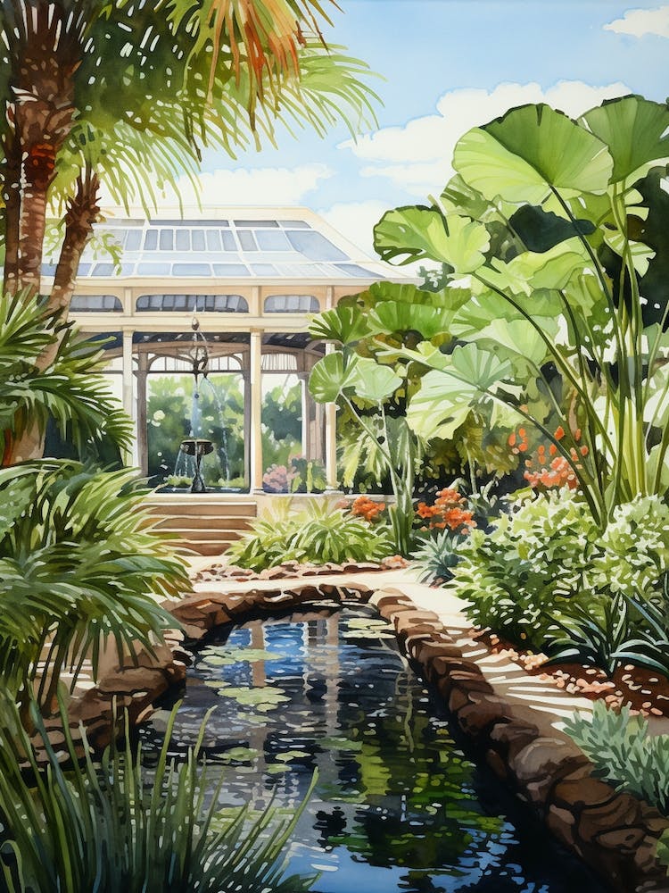 Naples Botanical Garden Usa Watercolour 1
