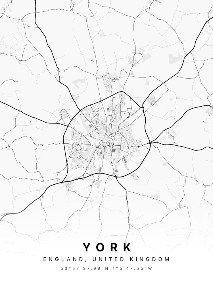 York England White Map