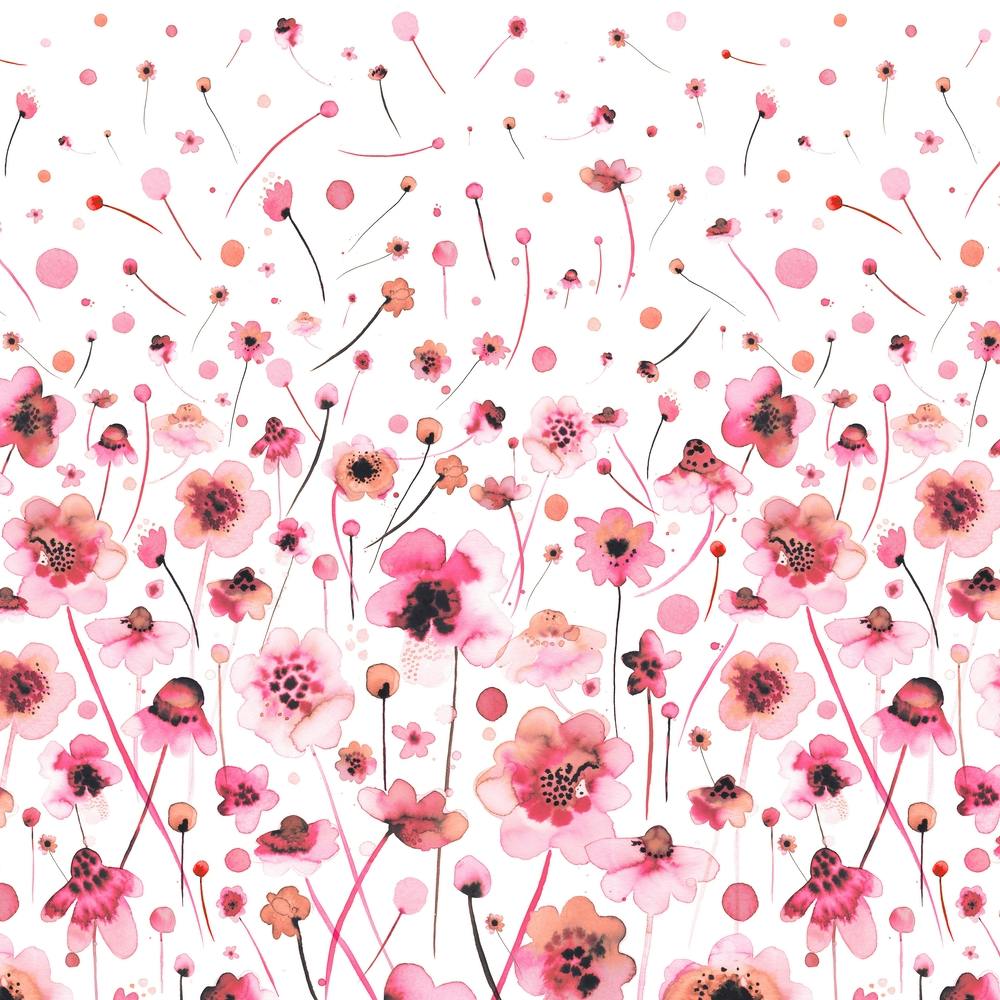 Ink Soft Flowers Pink Degrade Square