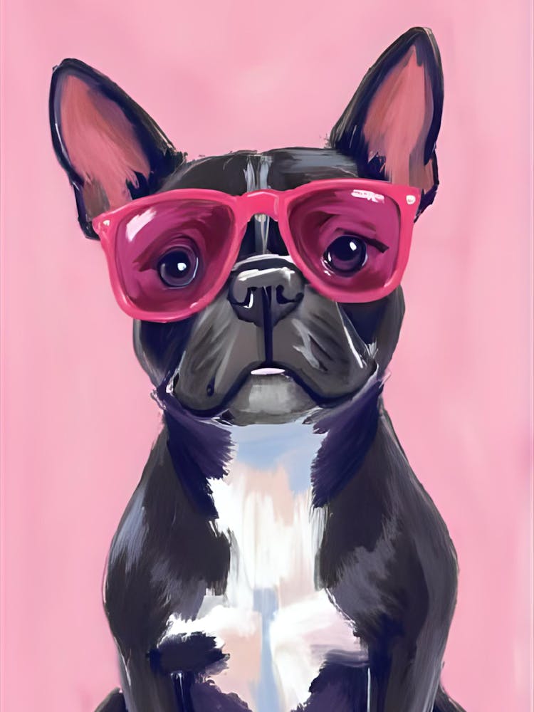 Bouledogue Français Avec Lunettes de Soleil