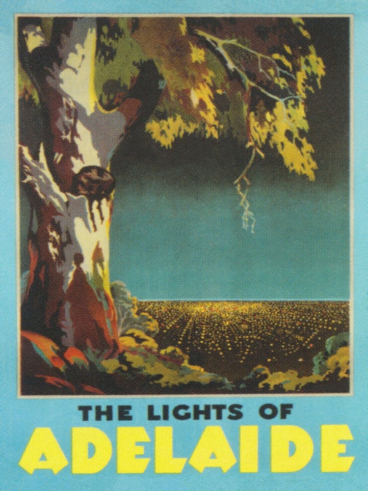 Lights Of Adelaide Australia Vintage Travel Poster