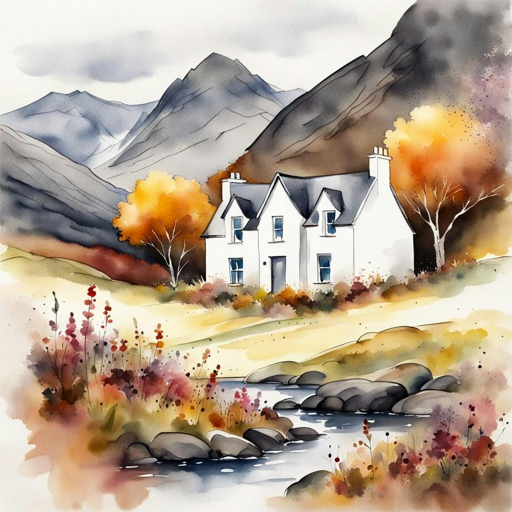 A Scottish cottage painting