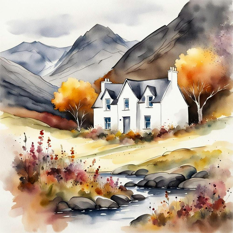 A Scottish cottage painting