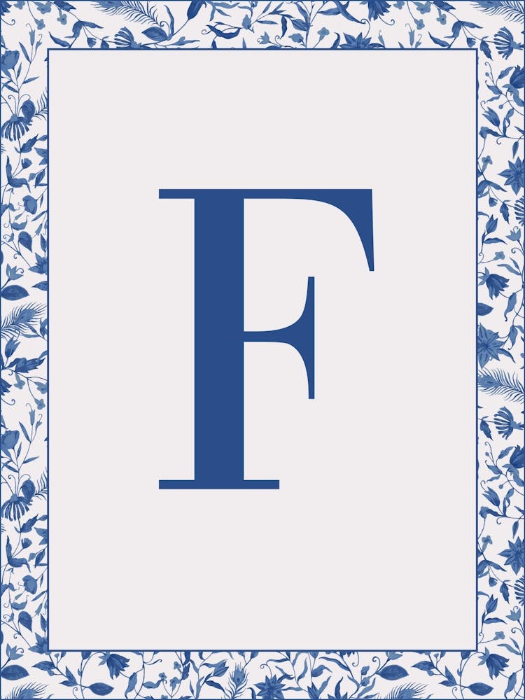 Letter F Monogram Initial Blue