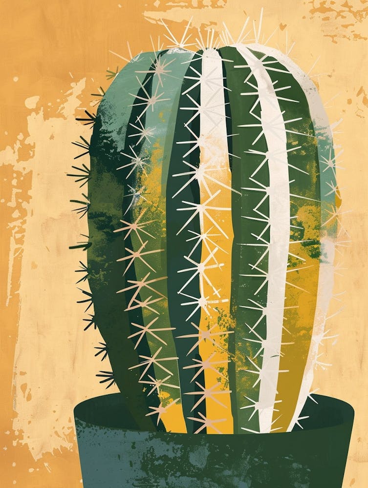 Mammillaria Cactus Minimalist Abstract Illustration 1