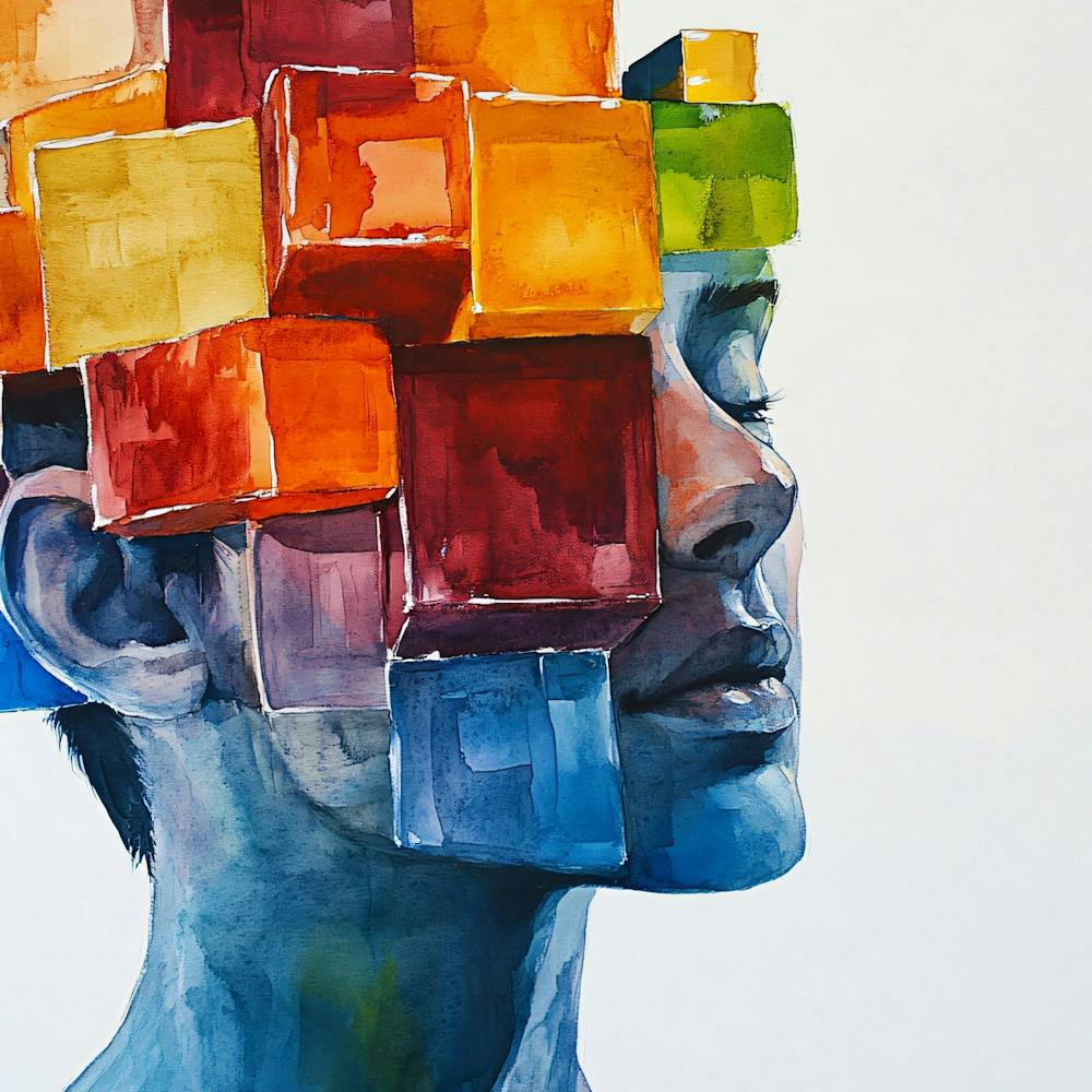 Colorful Head Watercolor Illustration