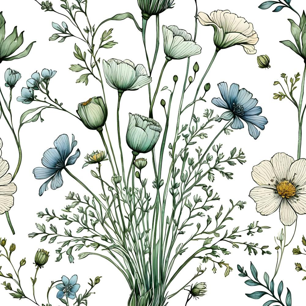 Watercolor Flowers Seamless Pattern 3