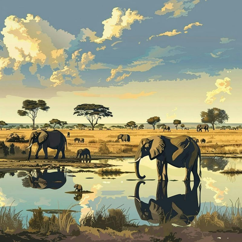 Elephants In The Savannah