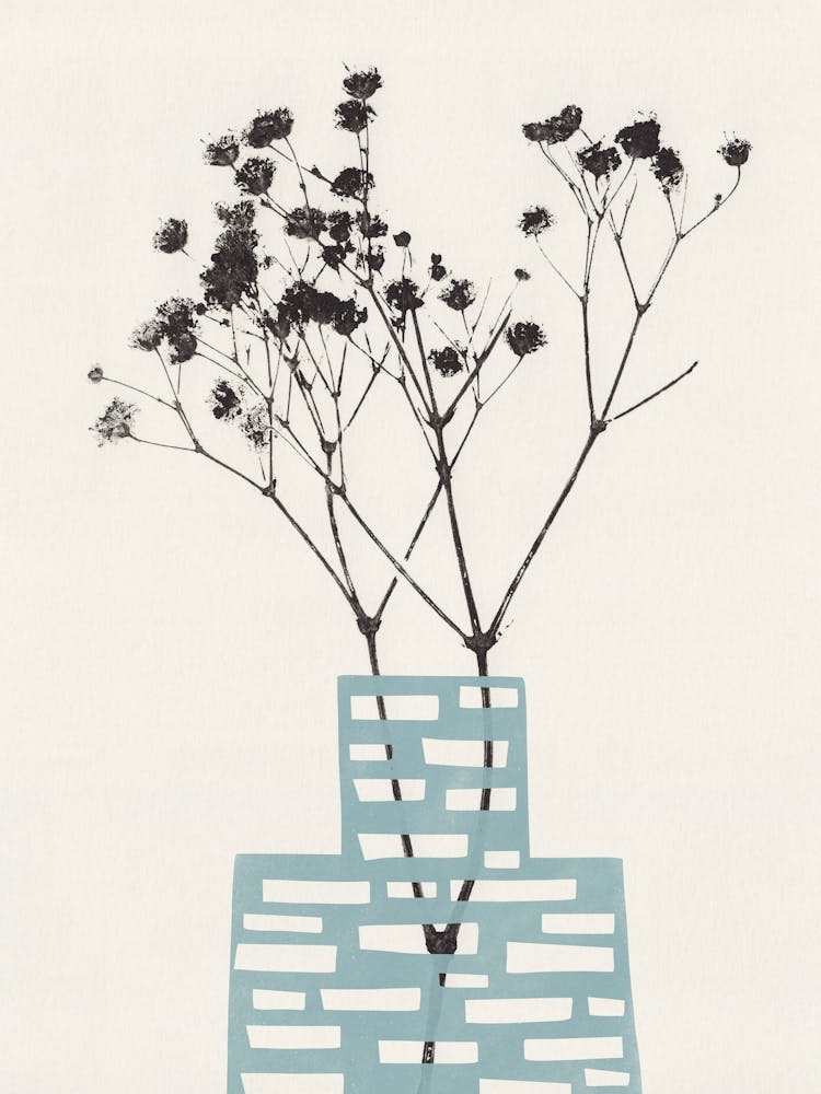 Gypsophila In A Blue Vase