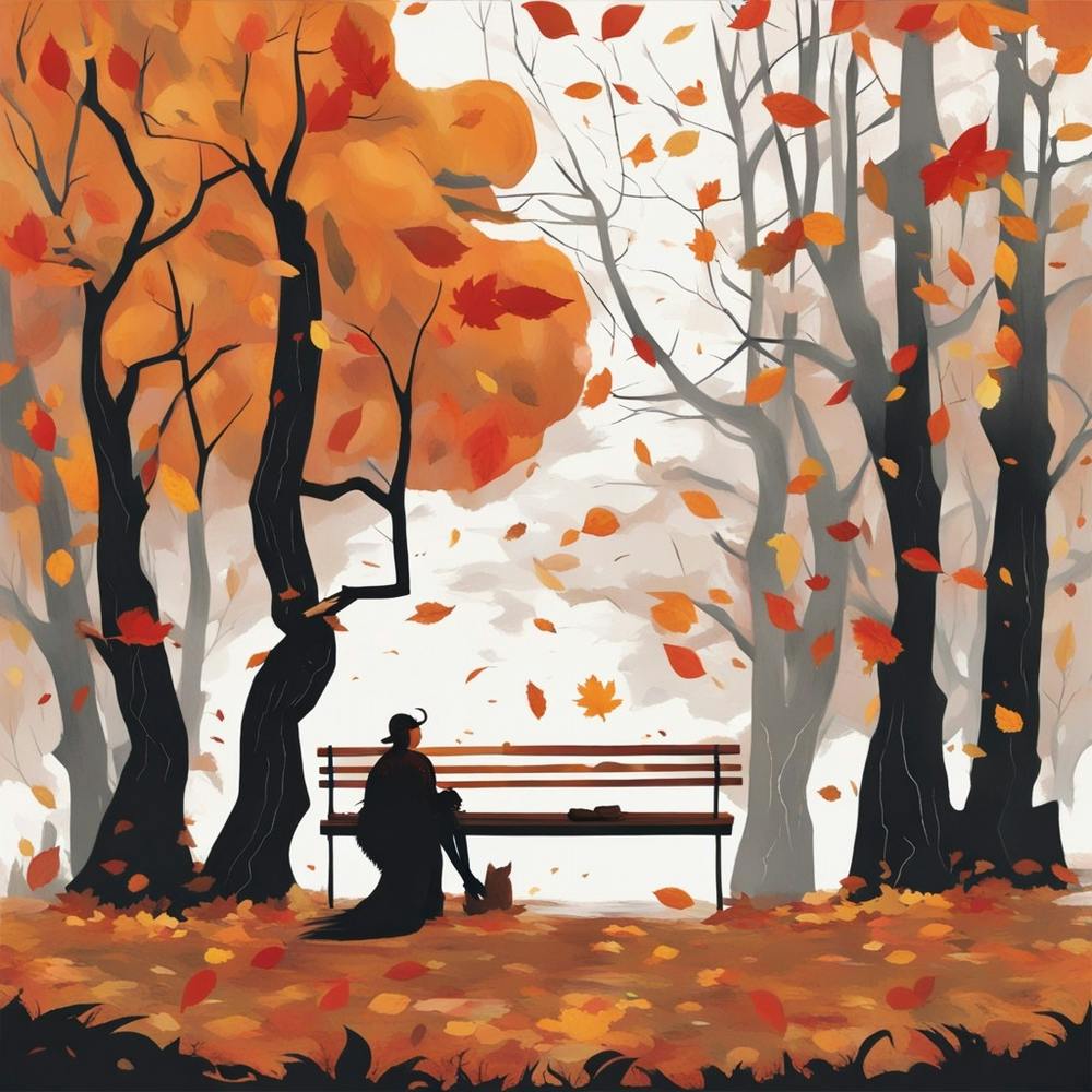 Herbstpark mit einer Bank