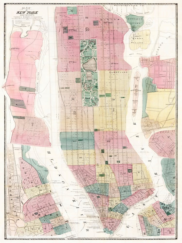 Map Of New York And Vicinity (1869)