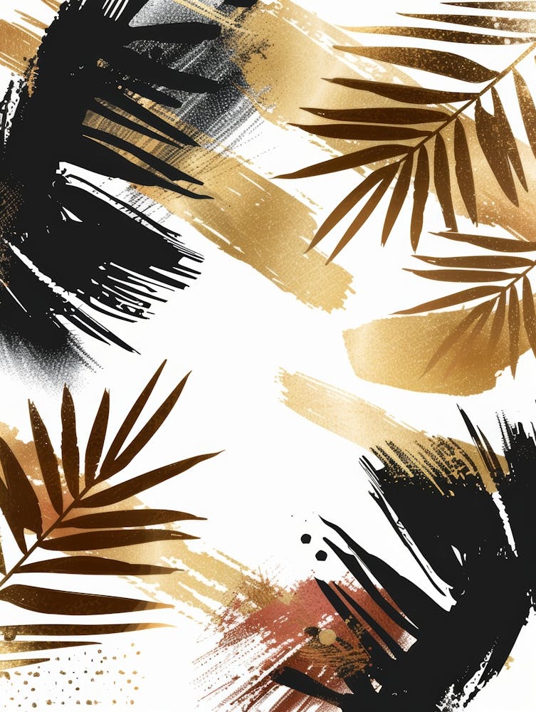 Gold And Black Palm Leaves 1