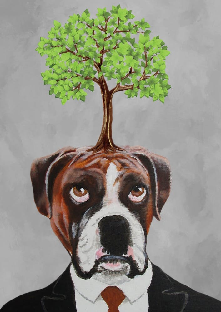 Boxer mit Baum