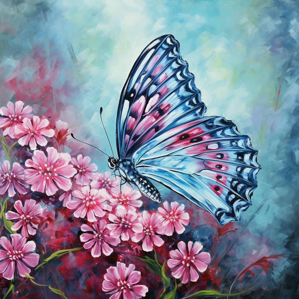 Butterfly On Pink Flowers 1