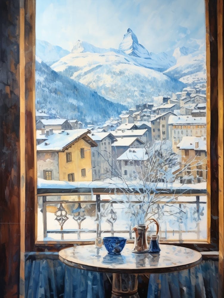 Winter Cityscape Zermatt Switzerland 3