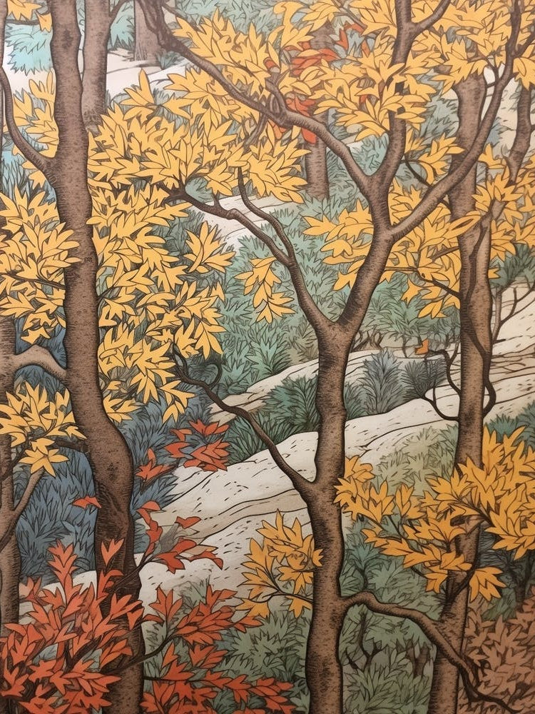 Quaking Aspen 2 Vintage Autumn Tree Print 