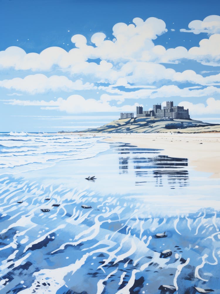 Bamburgh Beach Northumberland Printmaking 1