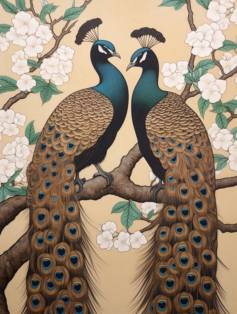 Art Nouveau Birds Poster Peacock 2