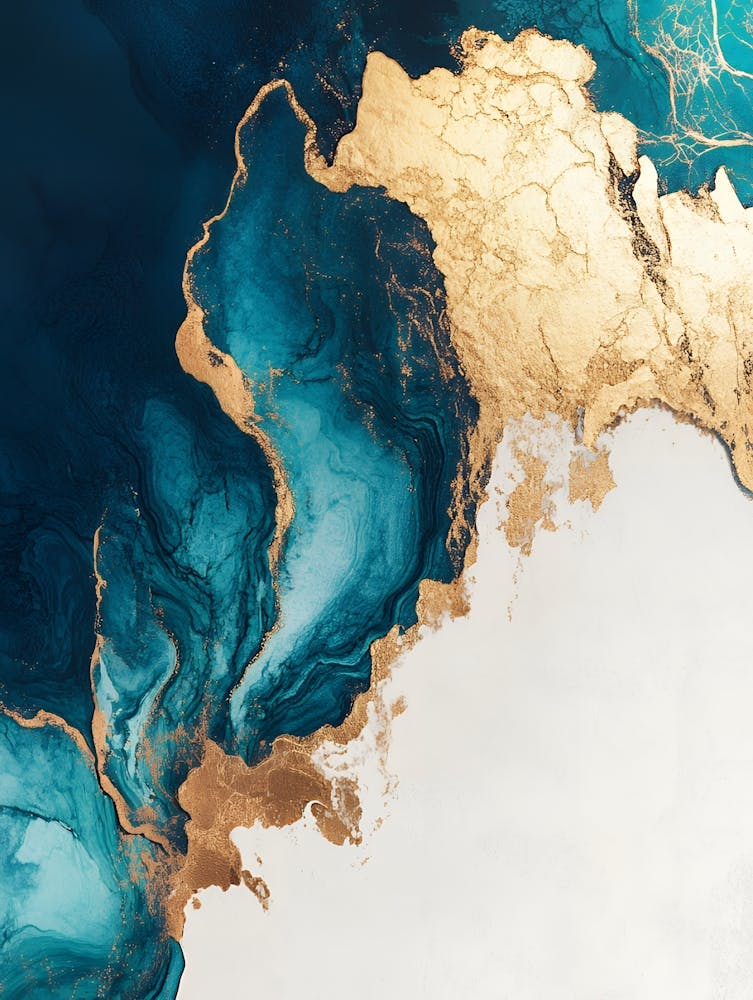 Abstract Blue And Gold Water