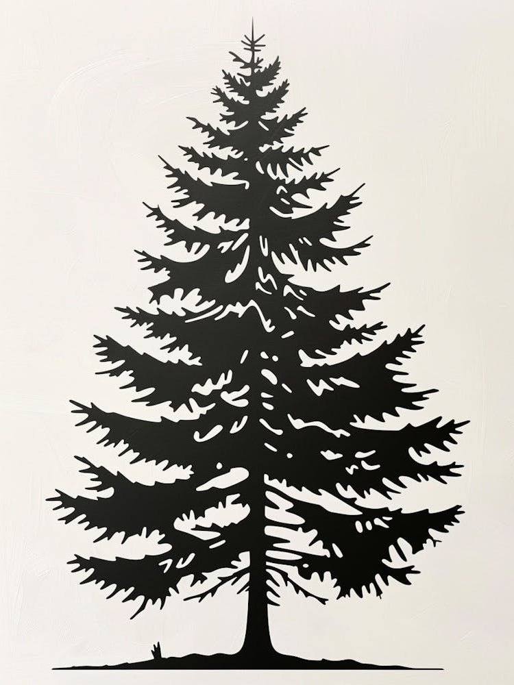 Hemlock Tree Simple Geometric Nature Stencil 1