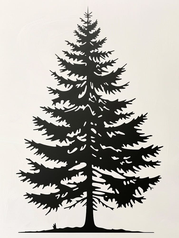 Hemlock Tree Simple Geometric Nature Stencil 1