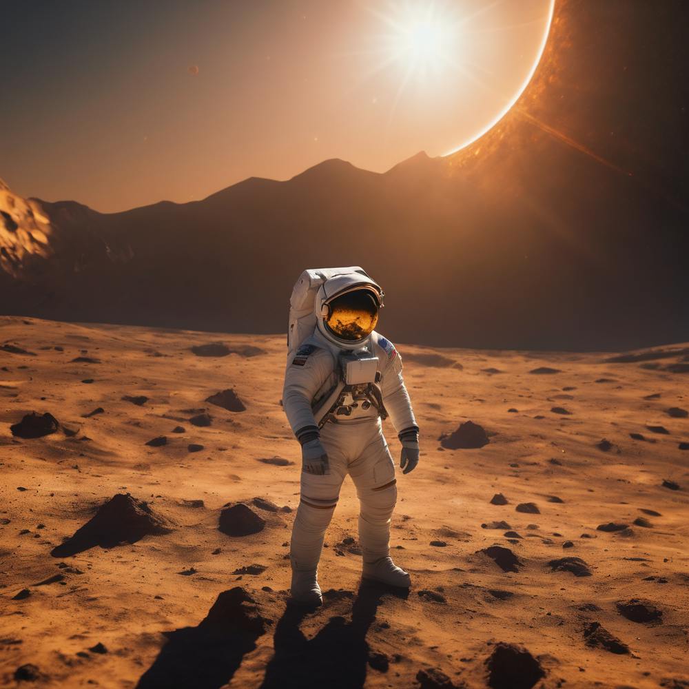 Astronaut exploring the sun