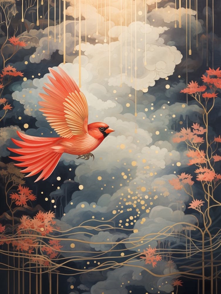 Cardinal 2 Gold Detail Painting