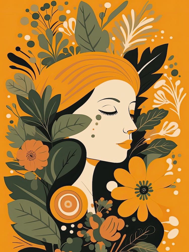 Bloom Body Woman Portrait Orange Tones 6