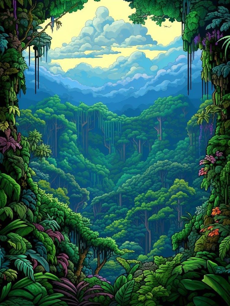 Monteverde Cloud Forest Pixel Art 4