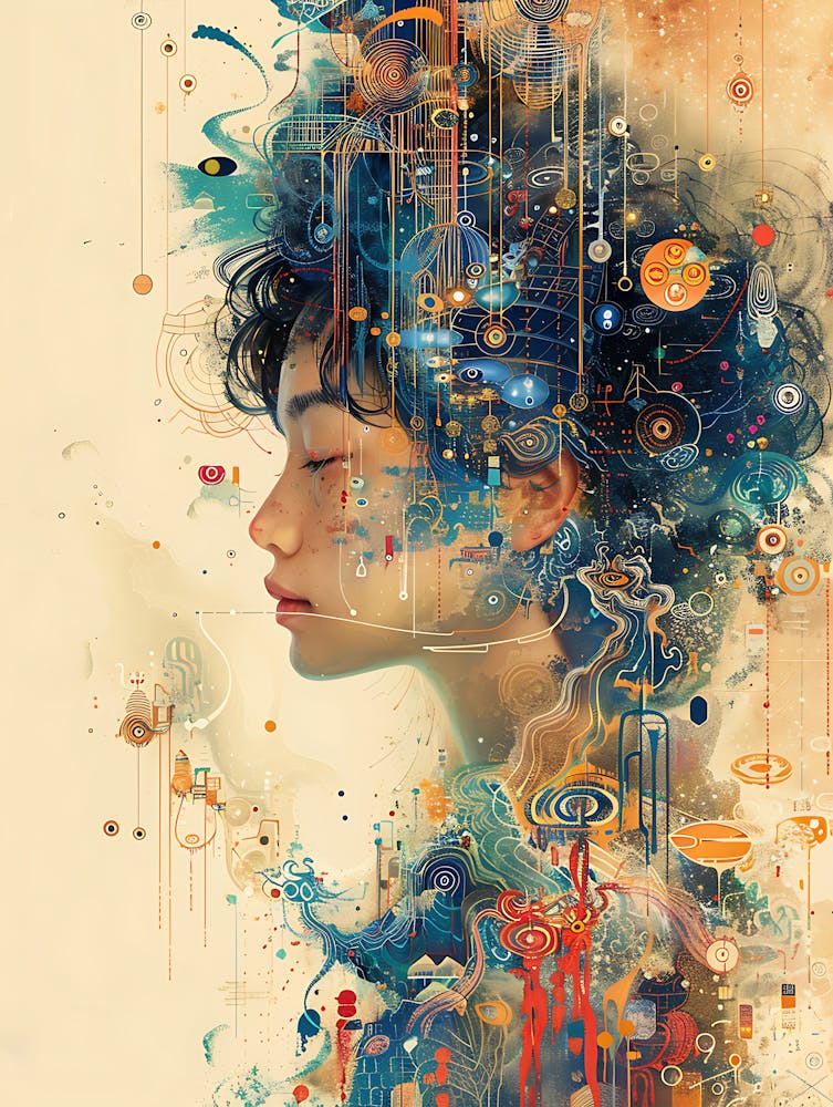 Whimsical Asian Woman In Deep