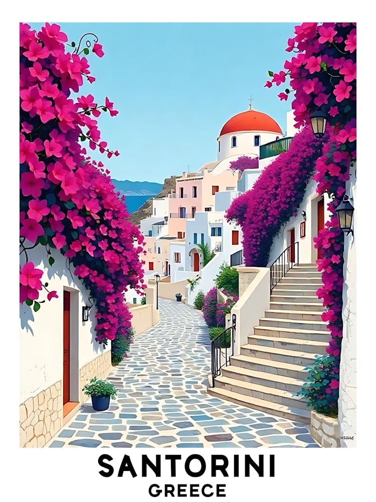 Santorini - Greece Vintage Travel Poster 20
