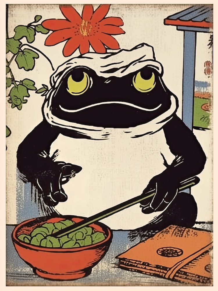 Frog Eating Ramen,  Matsumoto Hoji Inspired Japanese 4