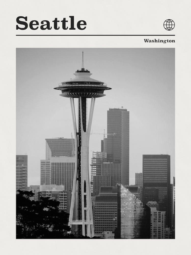 Seattle Space Needle Black And White