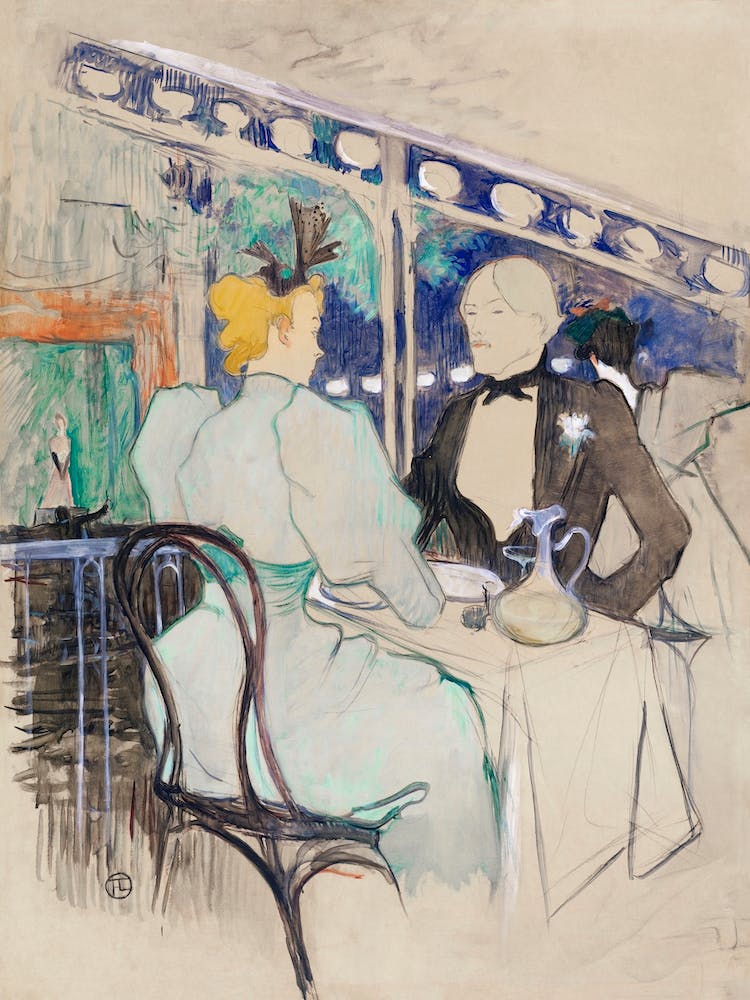 Fashionable People At Les Ambassadeurs (Aux Ambassadeurs Gens Chic), (1893), Henri de Toulouse-Lautrec