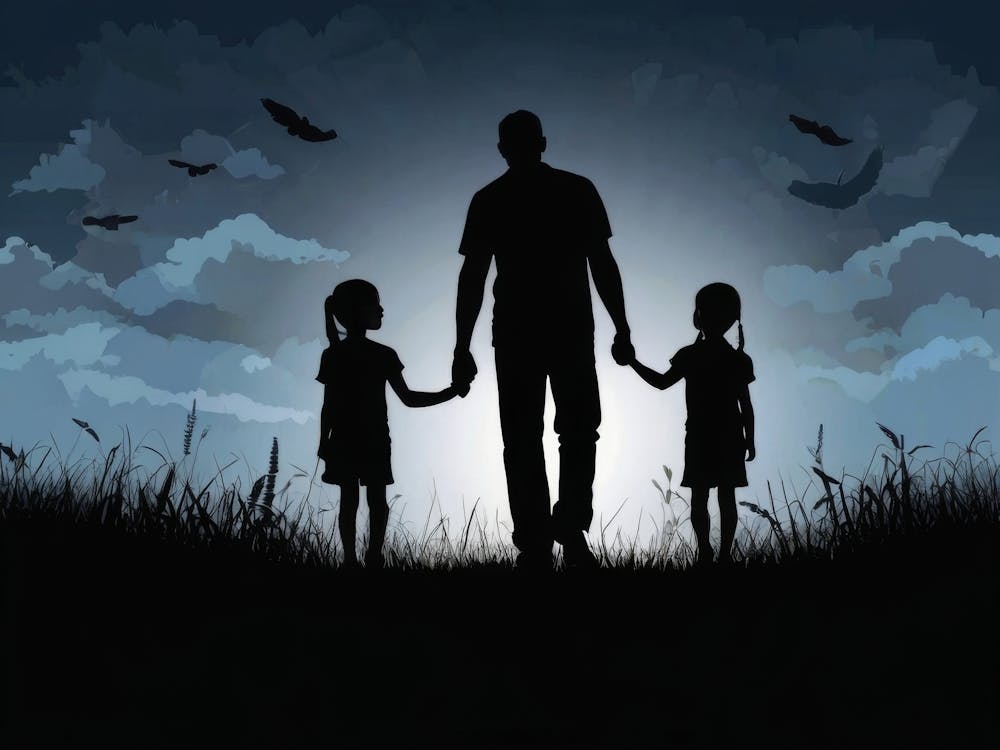 Silhouette Of A Family Father's Day