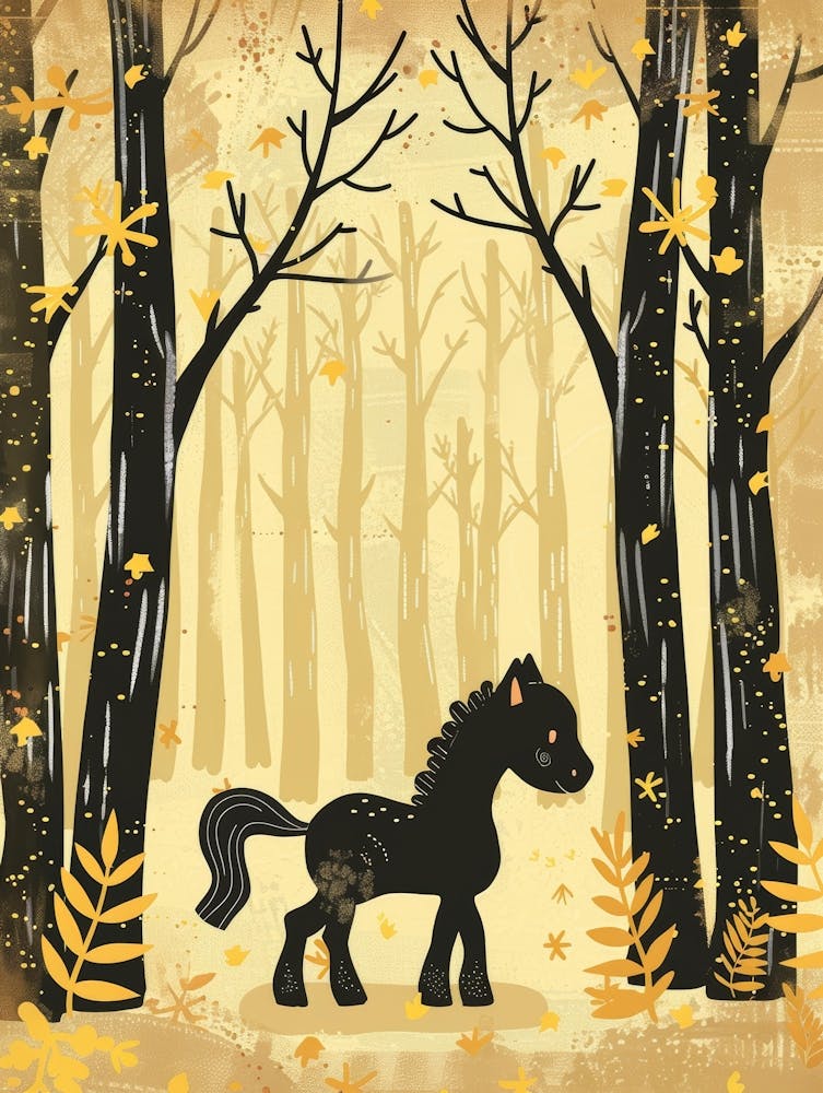 Black Horse In The Woods