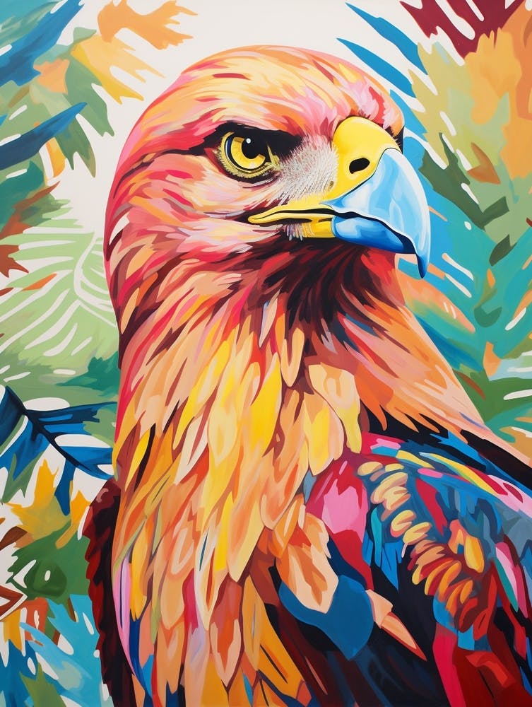 Colourful Bird Painting Golden Eagle 2