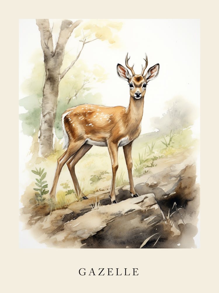 Beatrix Potter Inspired  Animal Watercolour Gazelle 2
