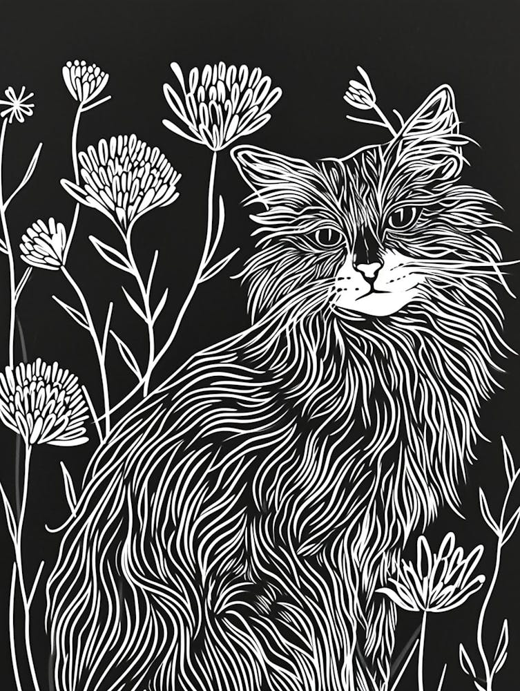 Ragamuffin Cat Minimalist Illustration 3