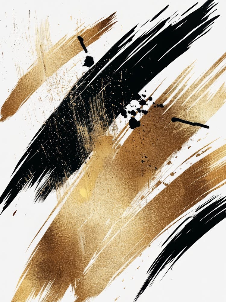 Gold Brush Strokes Canvas Print 5