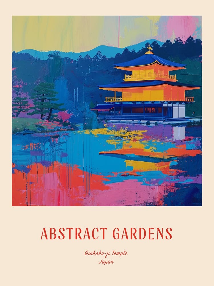Colourful Gardens Ginkaku Ji  Temple Japan 6 Red Poster