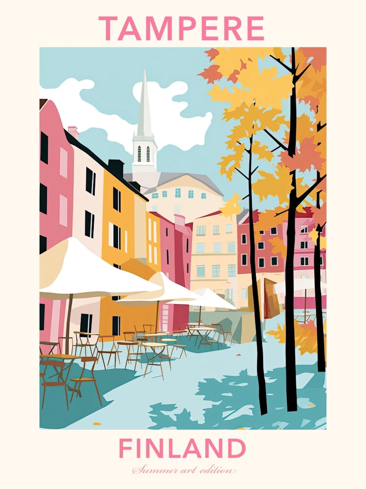 Tampere, Finland, Flat Pastels Tones Illustration 2 Poster